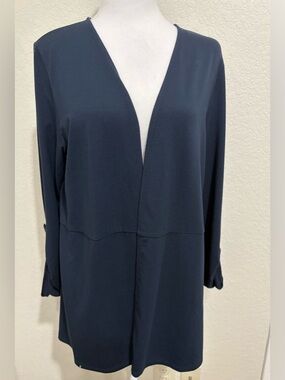 J Jill Wearever Collection Navy Open-Front Long Sleeve Cardigan
